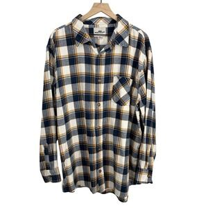 Northeast Outfitters Plaid Button Up Flannel Long‎ Sleeve Top Blue Yellow 2XL